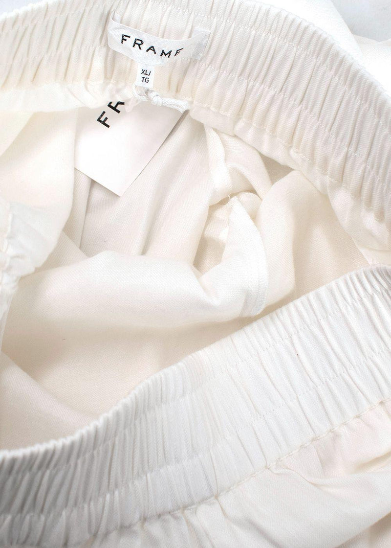 Frame White Linen Wide Leg Trousers