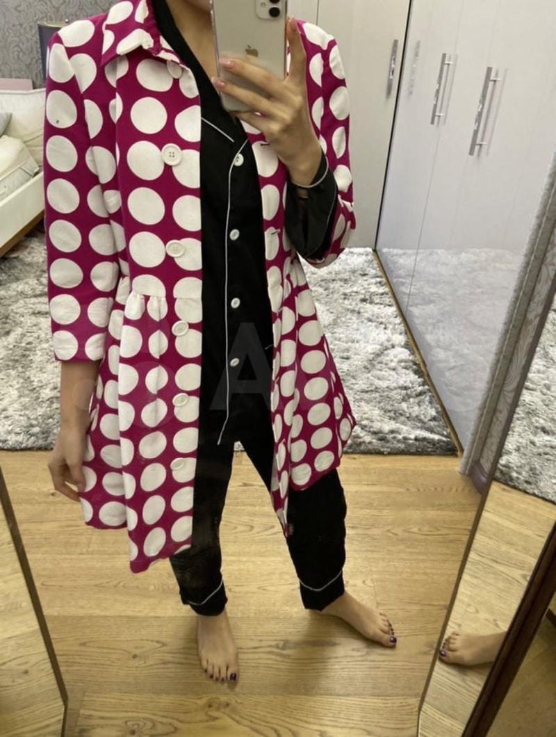 Love Moschino Red & White Polka Dot Tretch Coat