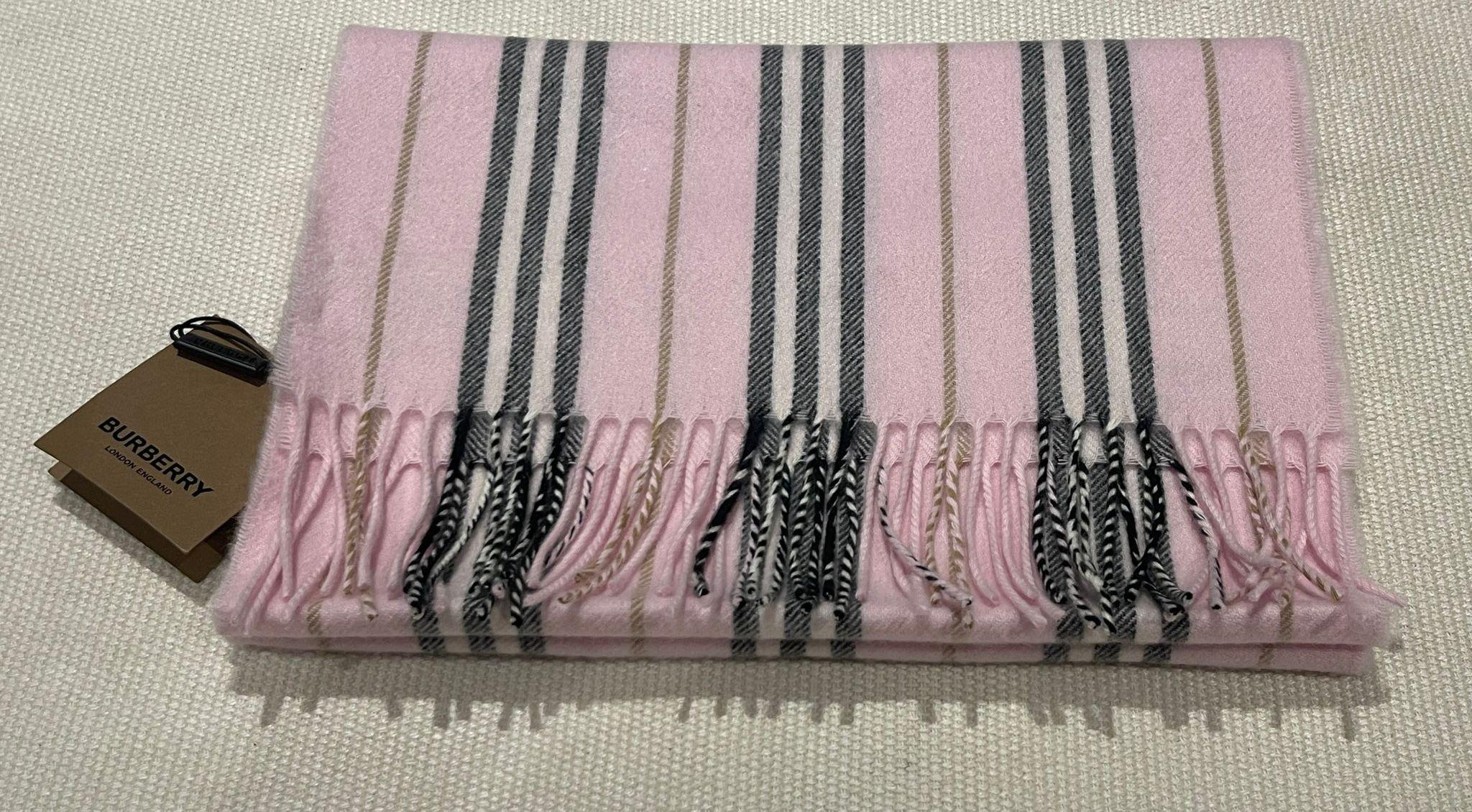 Pink Striped Cashmere & Wool Scarf