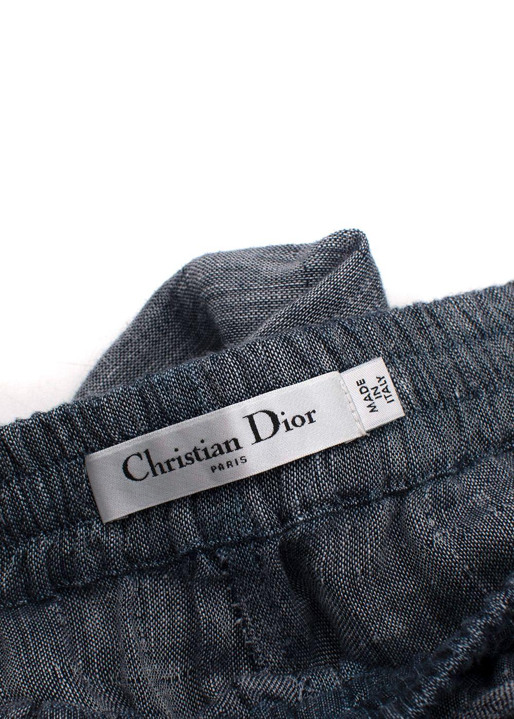 Dior Blue Linen Wide Leg Trousers