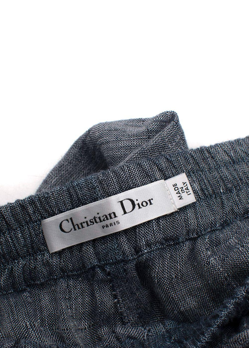 Dior Blue Linen Wide Leg Trousers