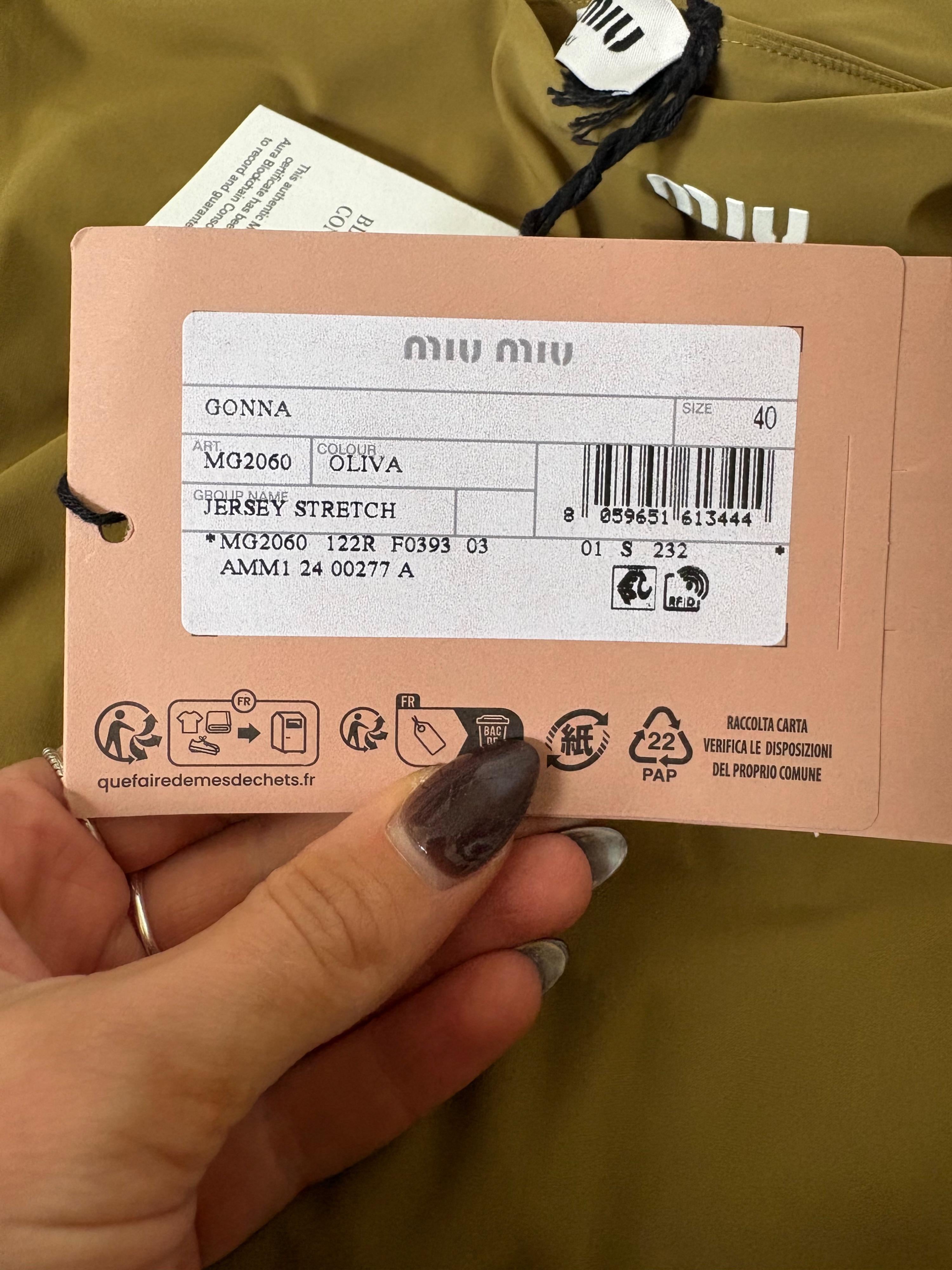 Miu Miu Olive Green Jersey Midi Skirt