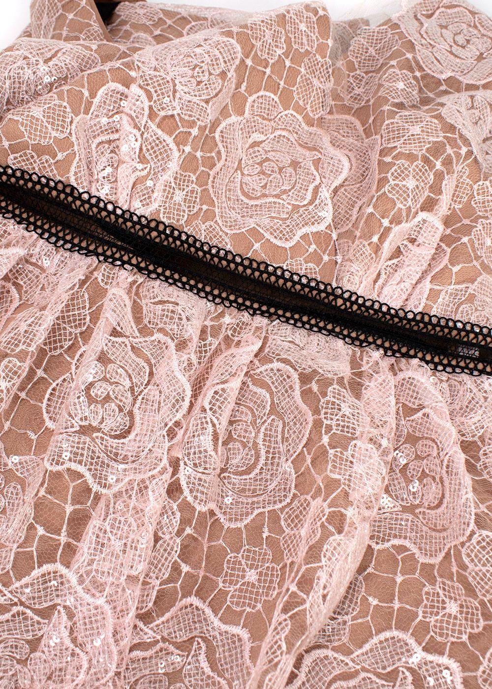 Self Portrait Light Pink Floral Lace Starlet Mini Dress
