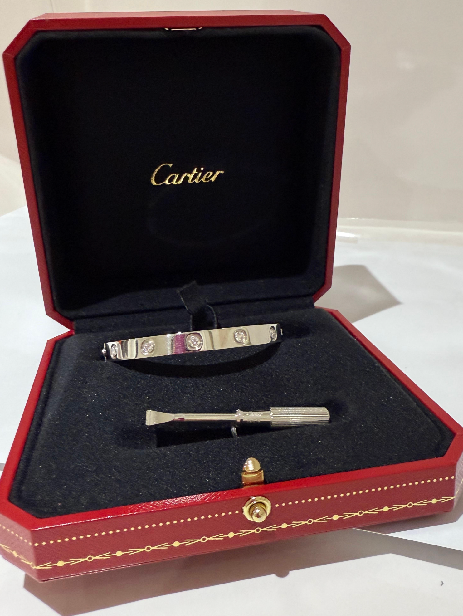 Cartier White Gold 10 Diamond love Bracelet 16