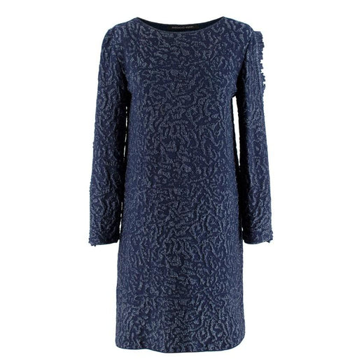 Antonino Valenti Navy with Metallic Thread Ruffled Dress