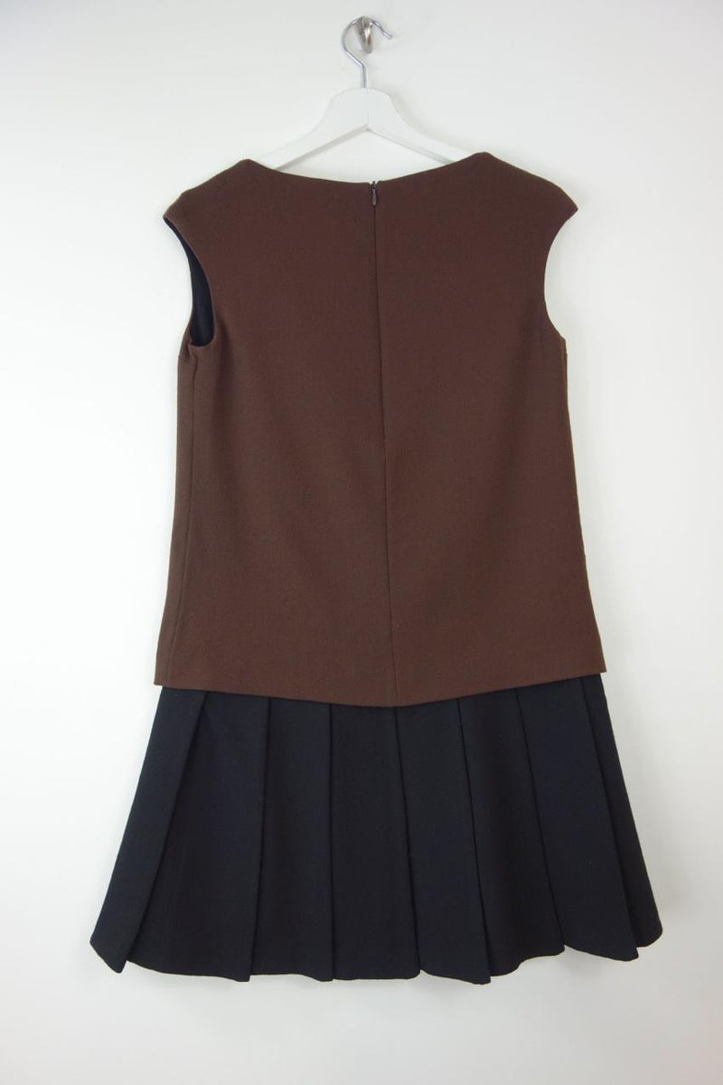 Ermanno Scervino Pleated Contrast Underskirt Sleeveless Mini Dress