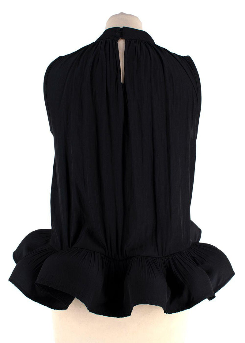 Lanvin Black Pleated Shell Peplum Blouse