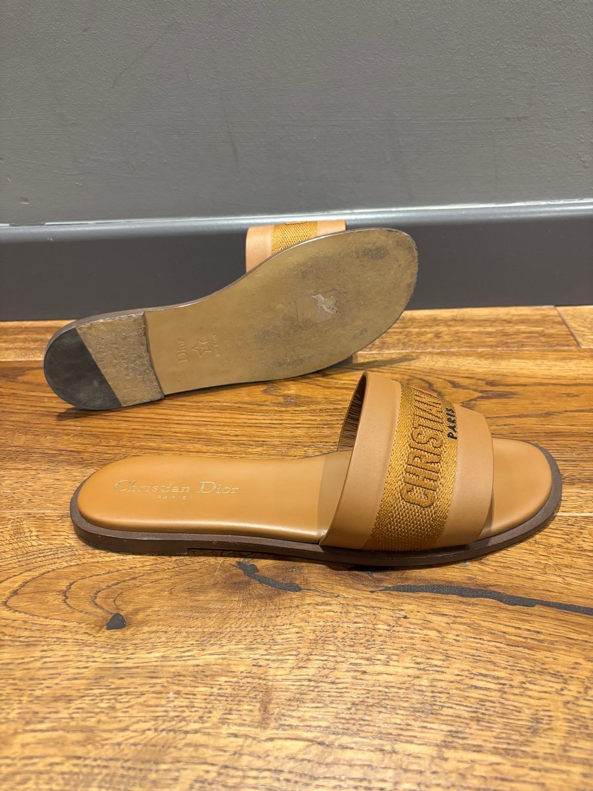 Dior Tan Leather Slides