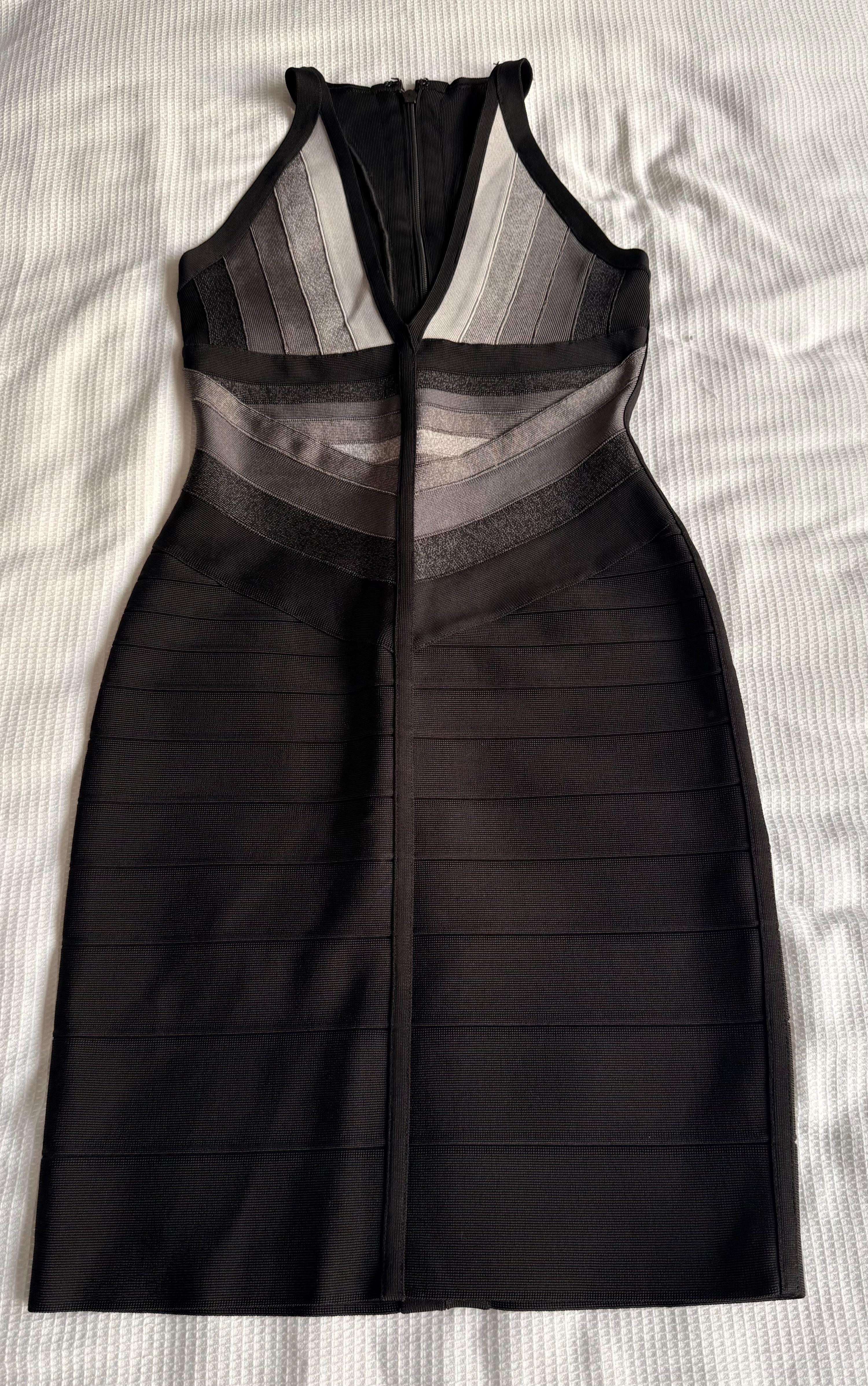 Herve Leger Black/Grey Bandage Dress