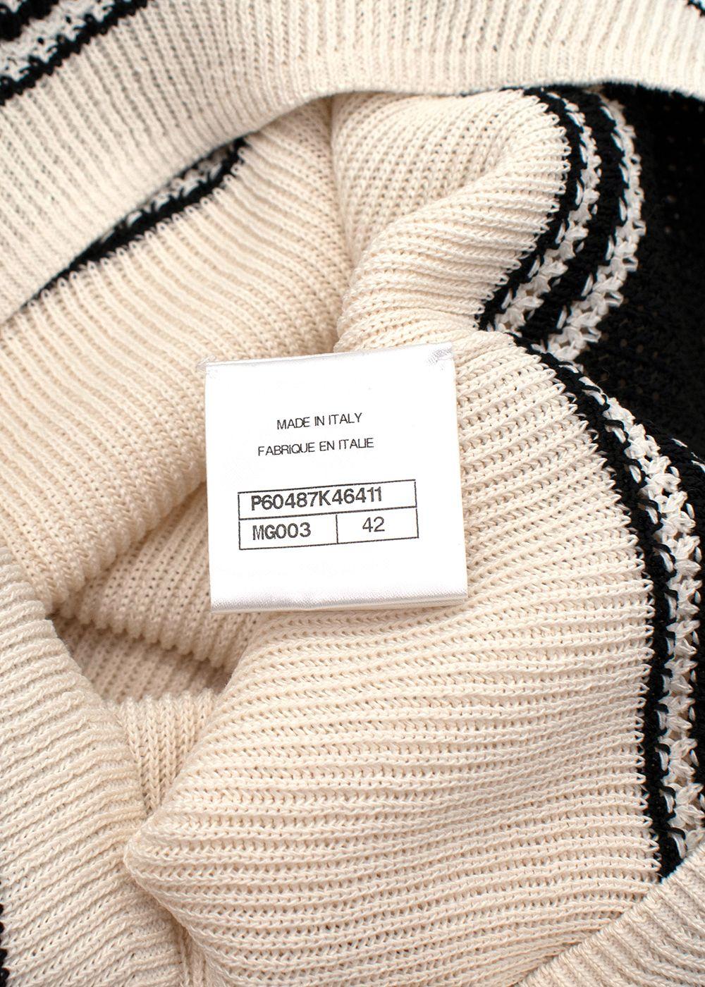 Cream Silk Blend Knit Striped Vest