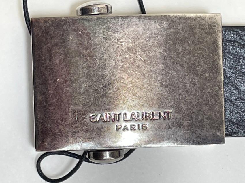 Saint Laurent Bellechasse Textured Leather Belt