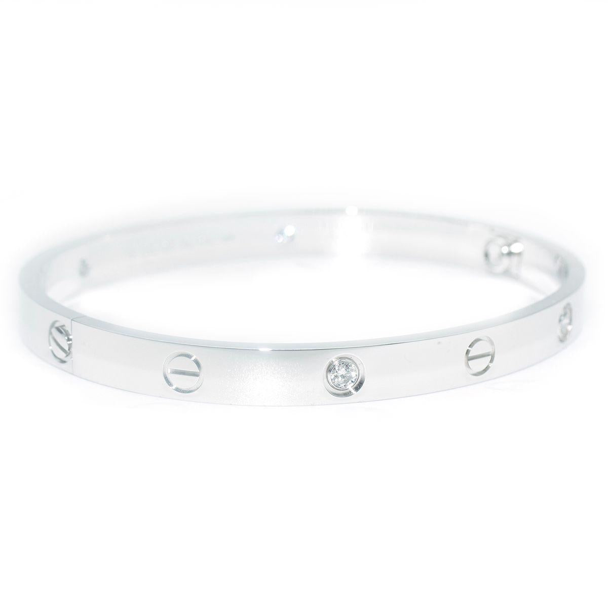 Cartier Medium White Gold and Diamond LOVE Bracelet with Box And Papers19