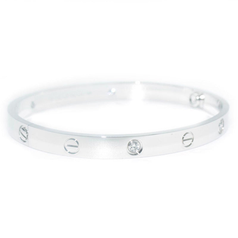 Cartier Medium White Gold and Diamond LOVE Bracelet with Box And Papers19