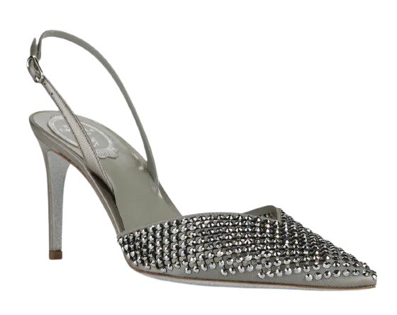Rene Caovilla Silver Crystal Embellished Pumps
