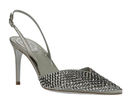 Rene Caovilla Silver Crystal Embellished Pumps