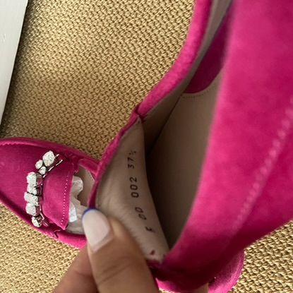 Fuschia Pink Embellished Suede Moccasins