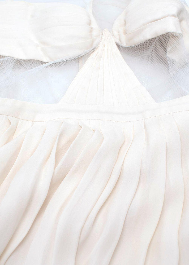 Cushnie Et Ochs Cream High Neck Mesh Mini Dress
