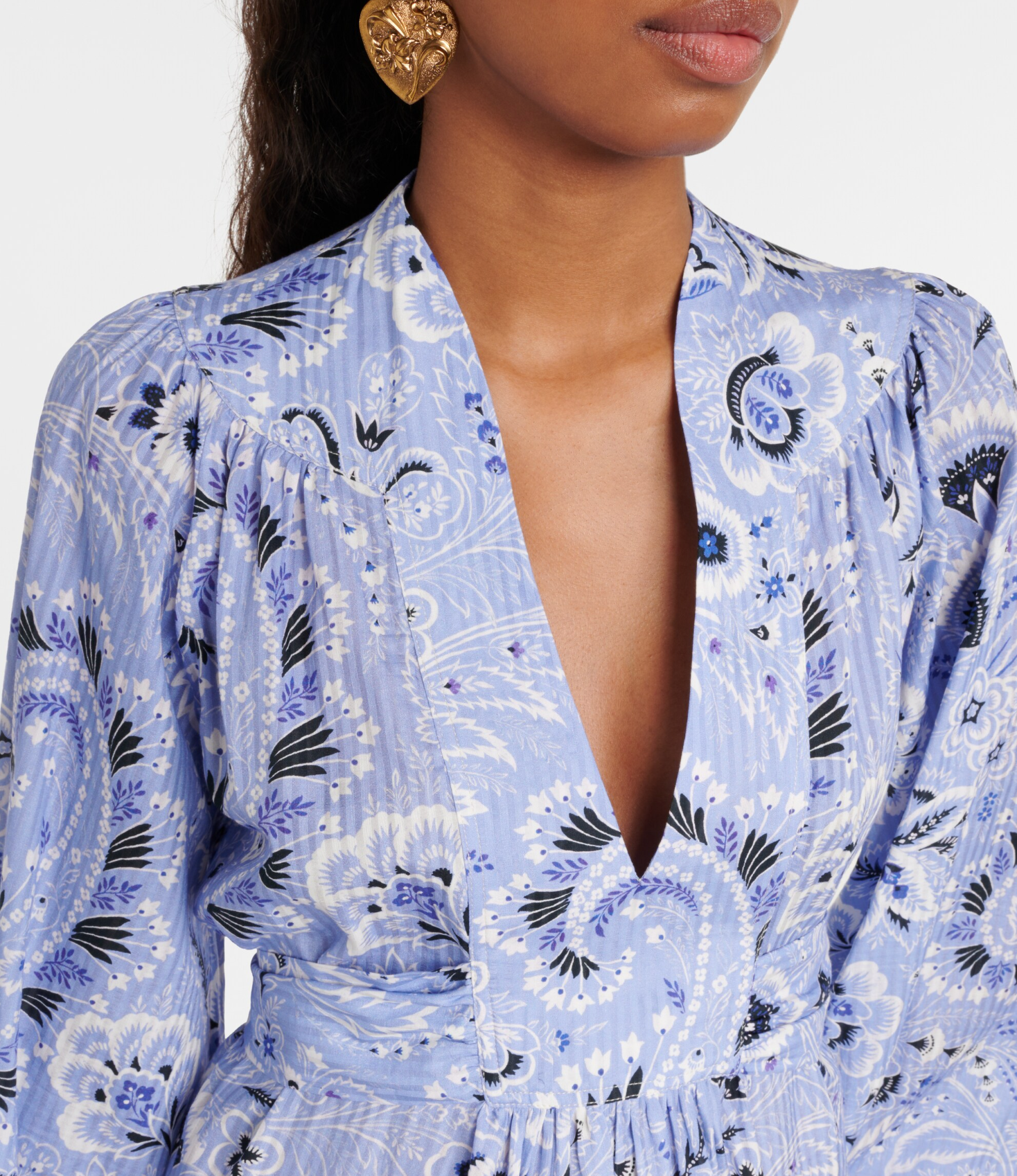 Etro V-Neck Printed Cotton-Blend Minidress