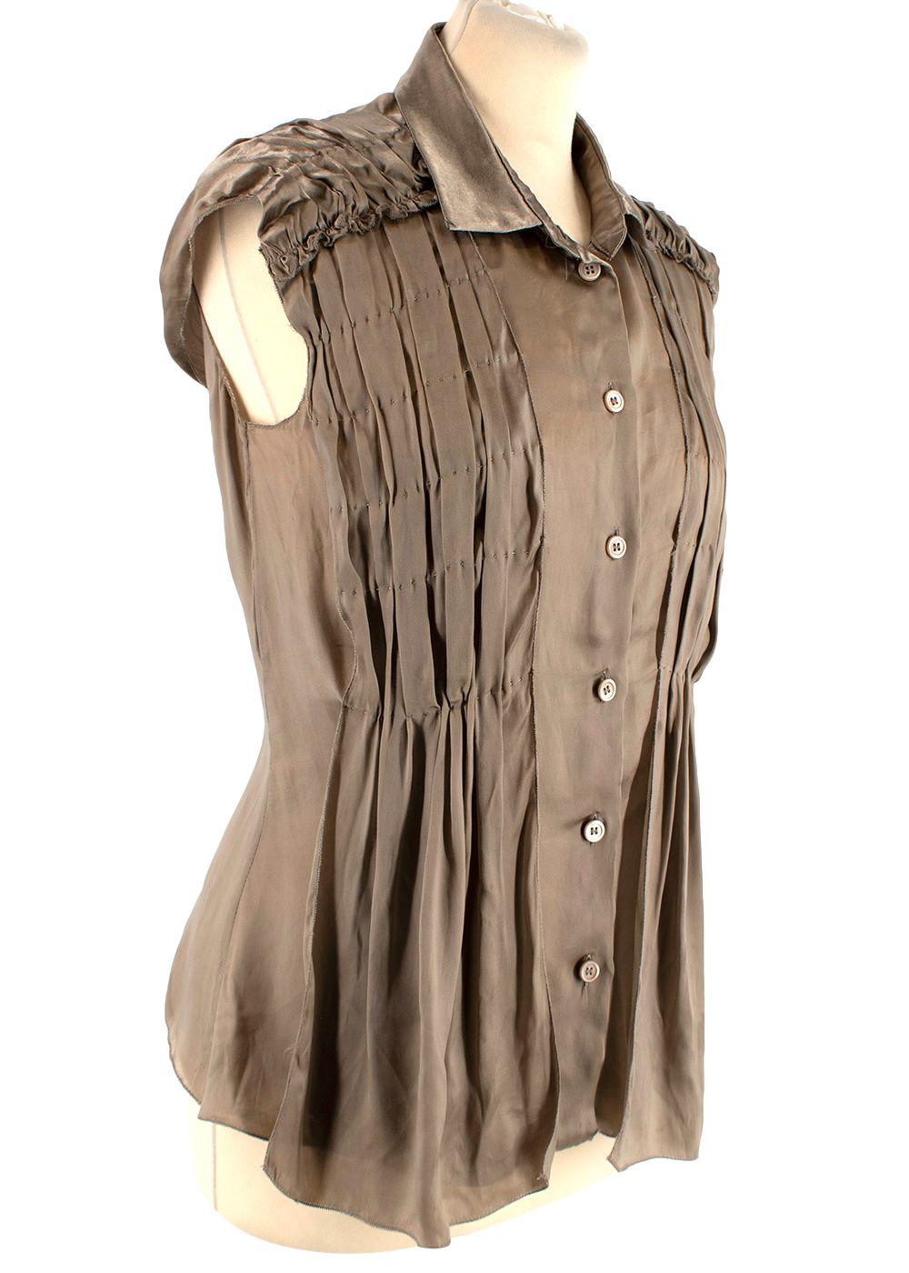 Pleated Silk Sleeveless Top