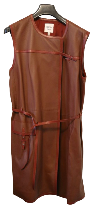 Hermes Soft Maroon Leather Long Gilet