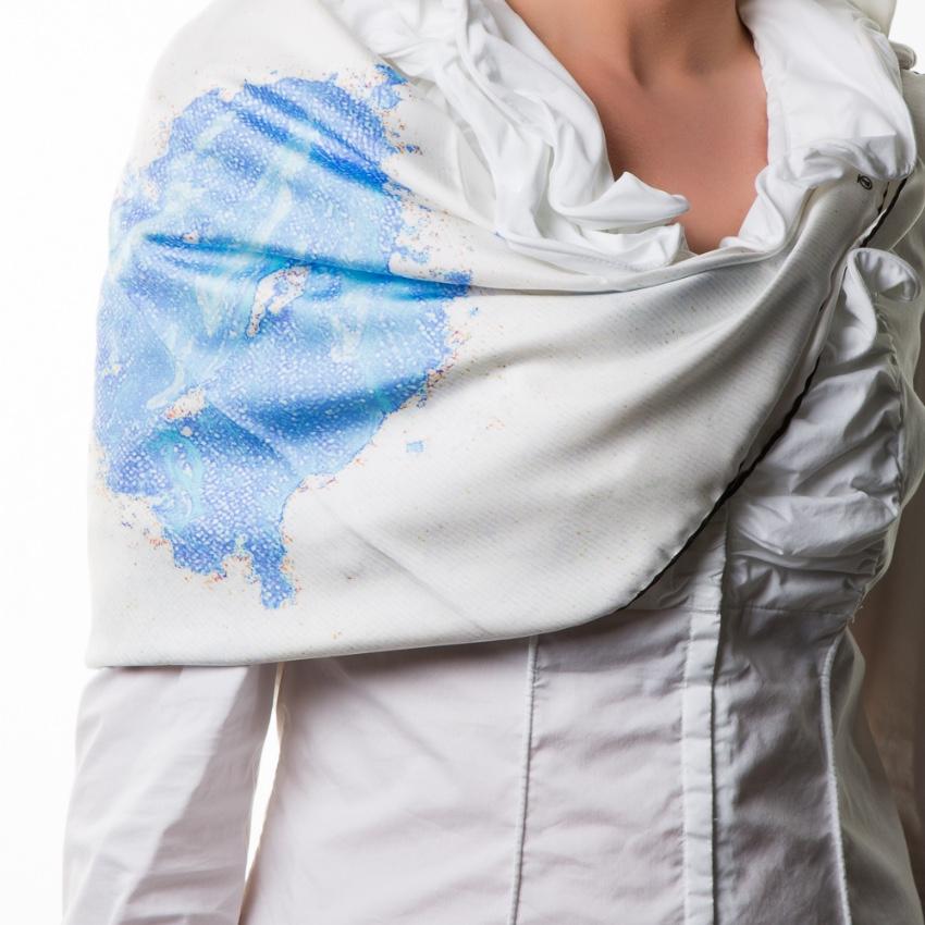 Rosemary Goodenough White & Blue Springing Tulips VI Silk Scarf