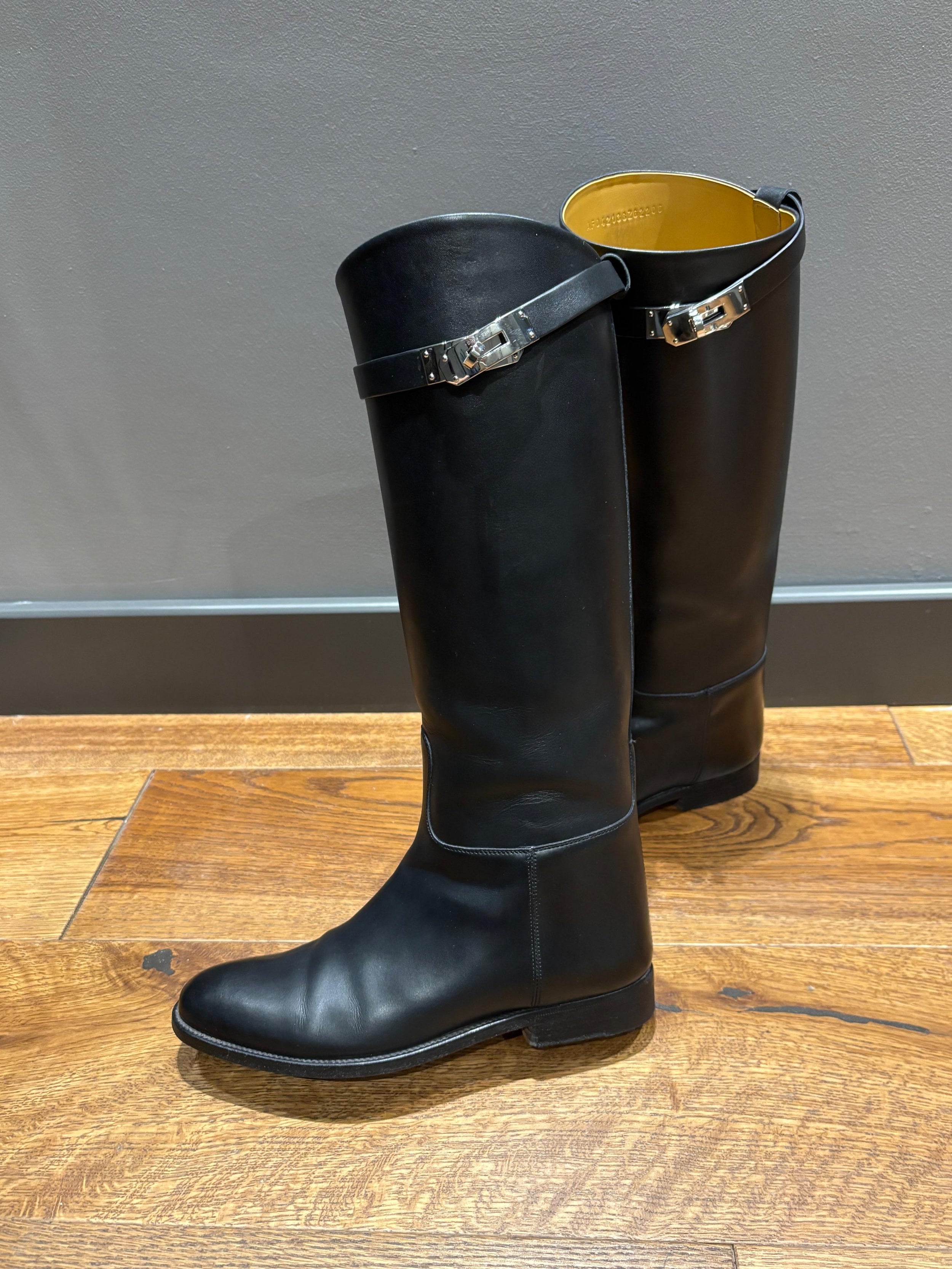 Hermes Black Leather Riding Boots