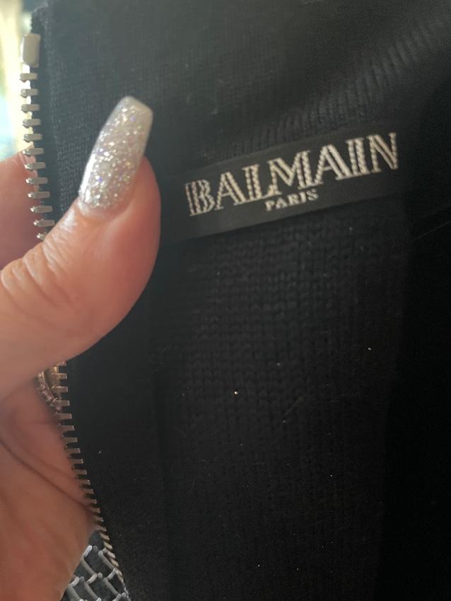 Balmain Black & Silver Fil Coupe Detail Dress