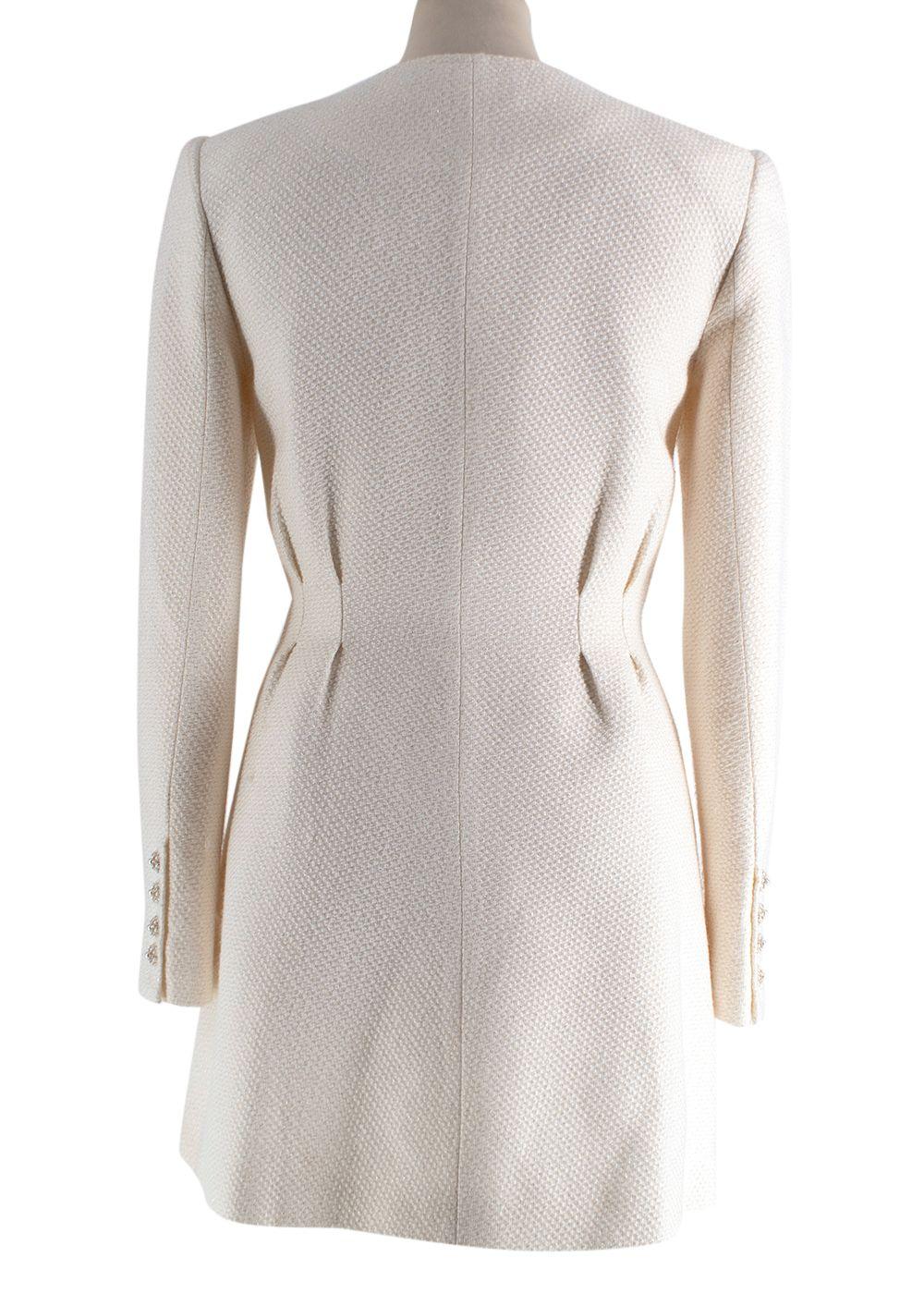 Self Portrait Cream Tweed Faux Pearl Embellished Mini Dress