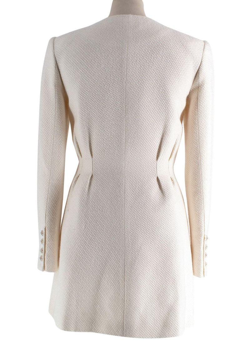Self Portrait Cream Tweed Faux Pearl Embellished Mini Dress