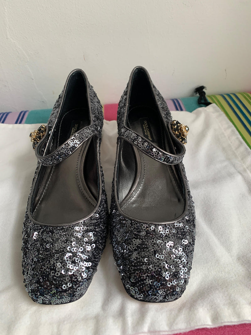Sequin Embellished 30mm Mary-Jane Pumps