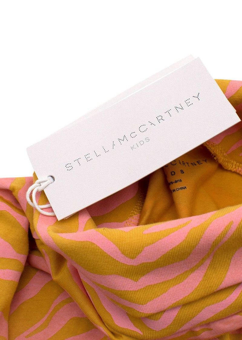 Orange And Pink Cotton Tiger Print Polo -Neck Top