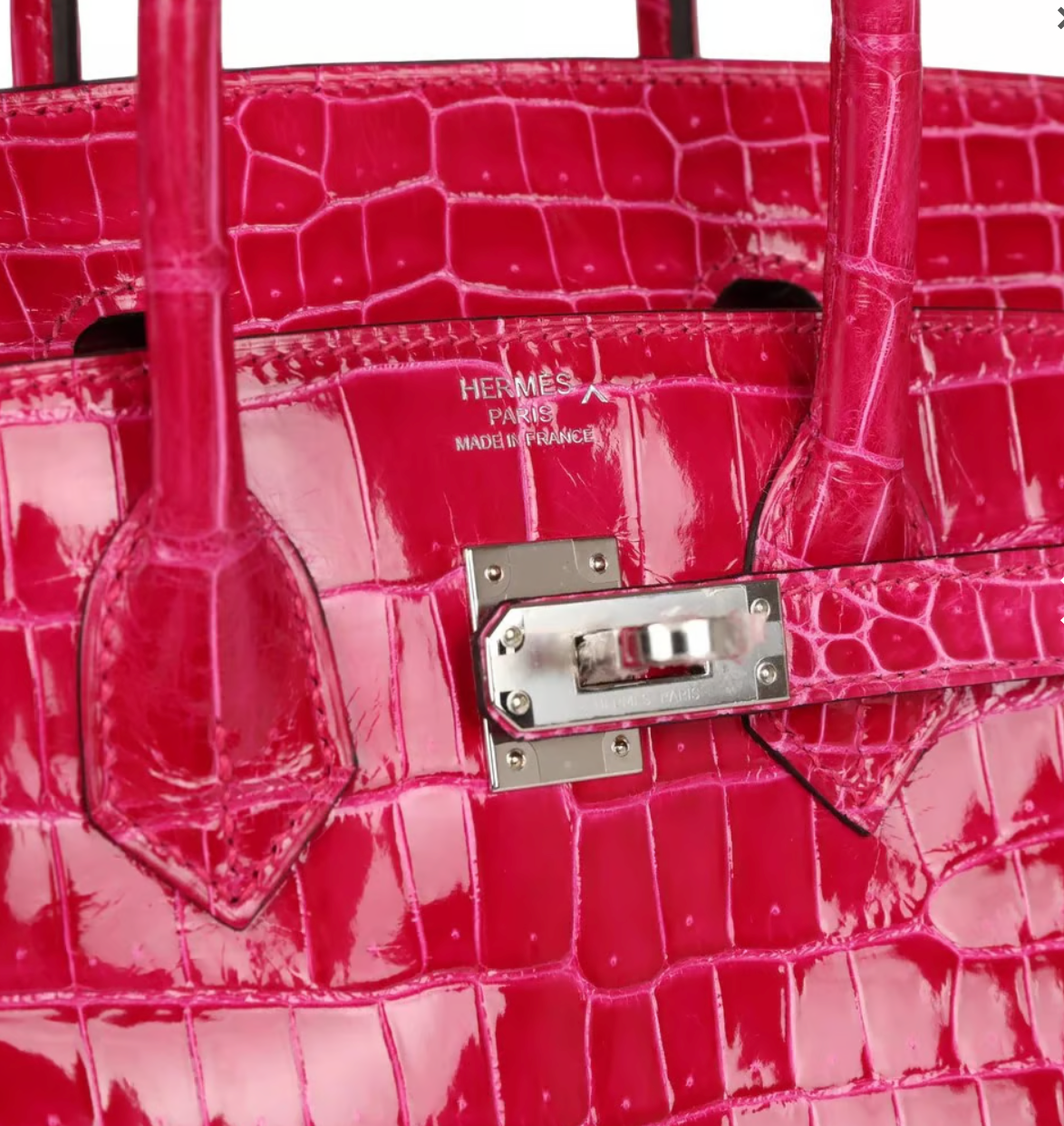 Hermes Birkin 25 Crocodile Porosus Lisse Rose Mexico Palladium Hardware