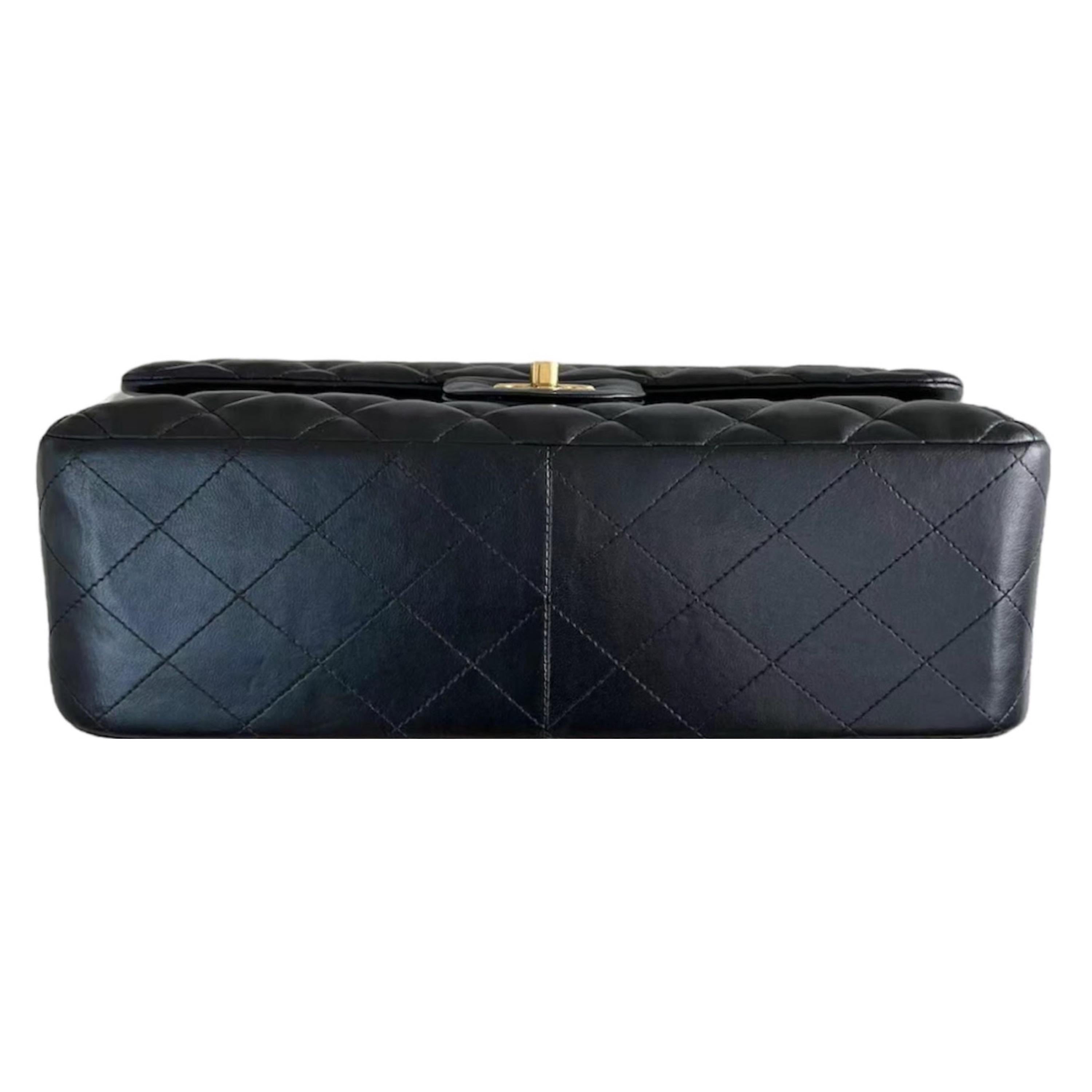 Quilted Black Lambskin Douple Flap Bag