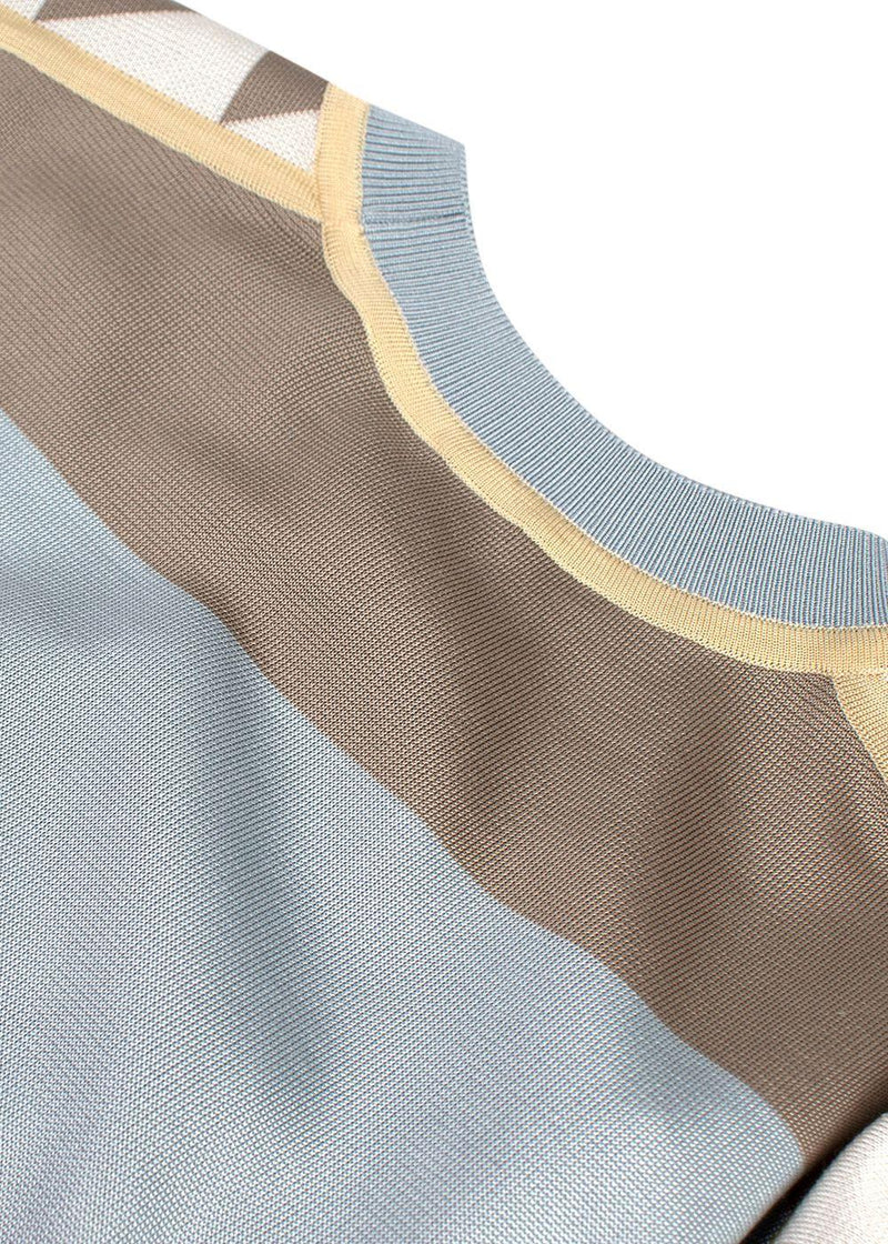 Hermes Blue and Beige Figure Artistique Silk & Cotton Jumper