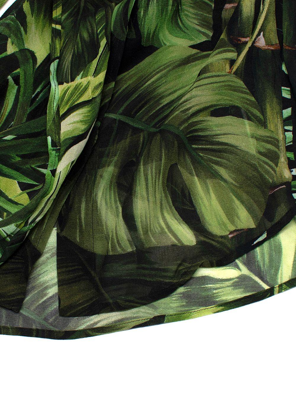 Dolce & Gabbana Green Banana-leaf print Silk Blouse