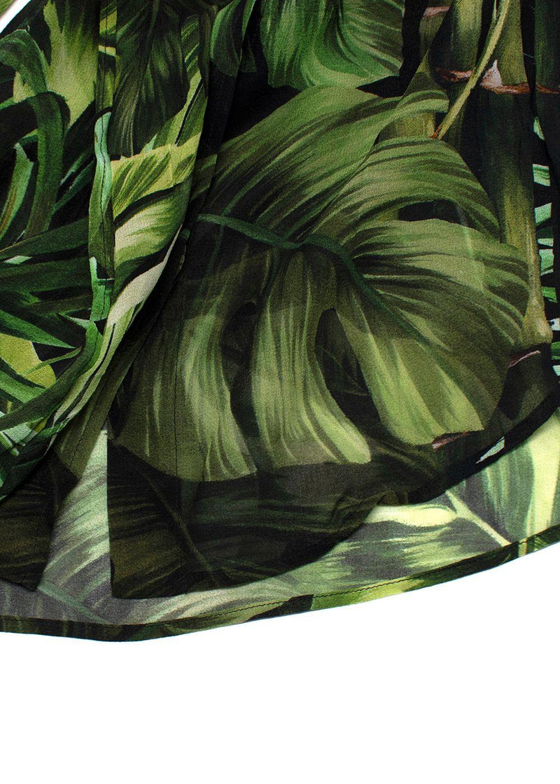 Dolce & Gabbana Green Banana-leaf print Silk Blouse
