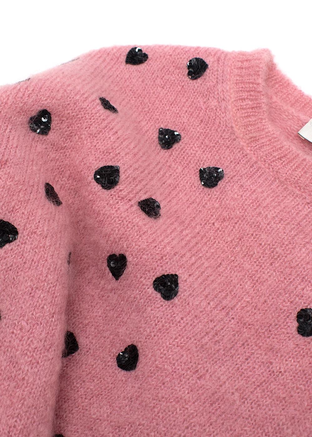 Valentino Pink Sequin Embellished Mohair Blend Jumper