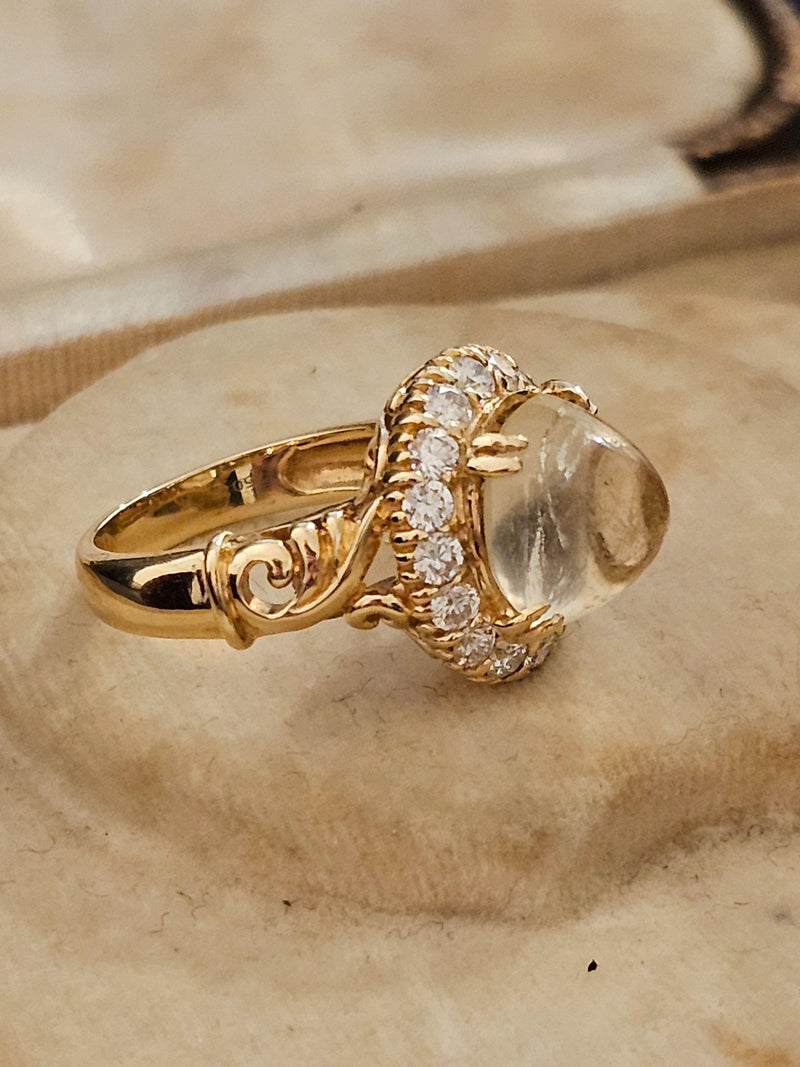 Bespoke Vintage Quartz and Diamond Cluster Ring