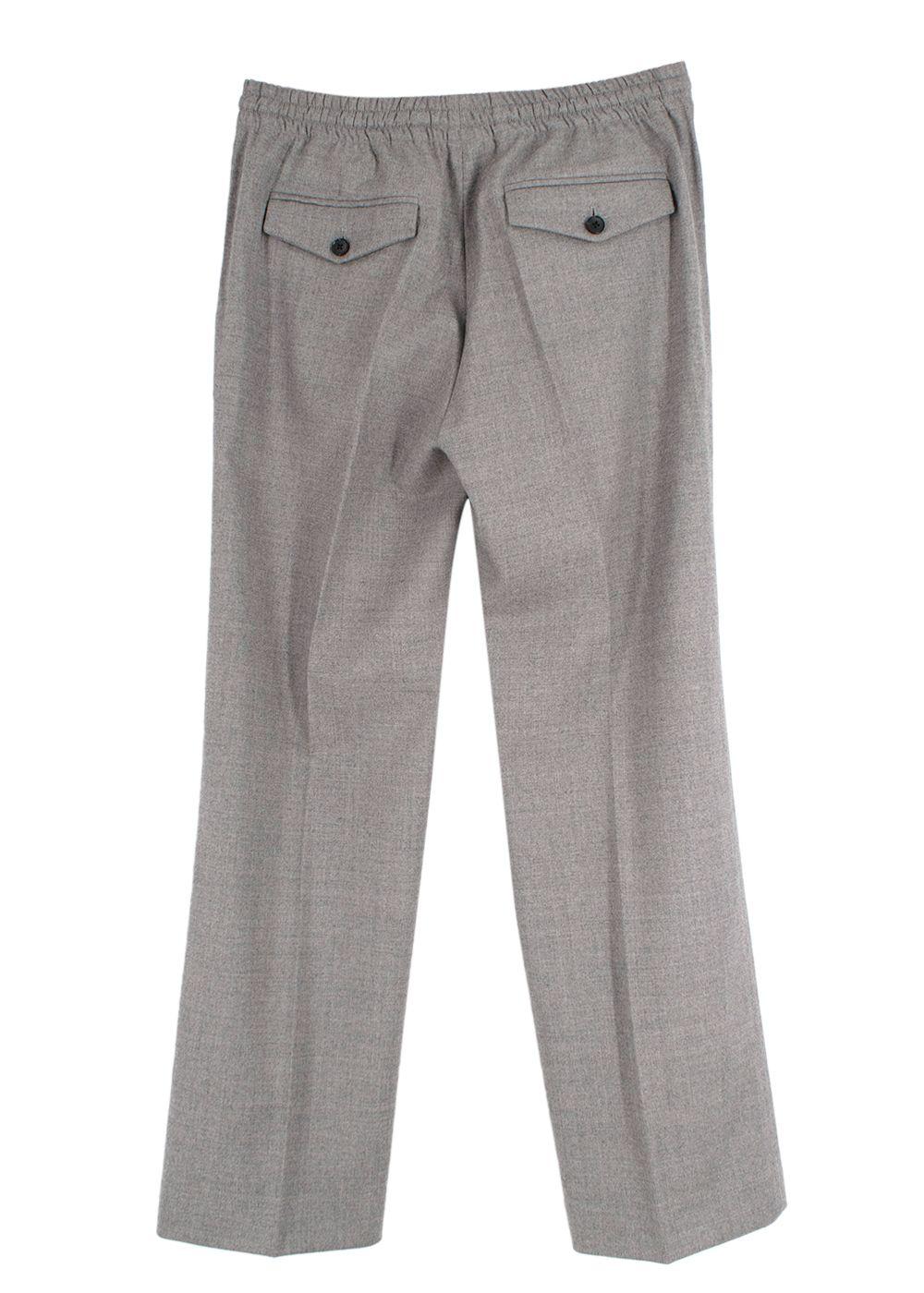 Joseph Grey Tailored Drawstring Waist Wool Trousers