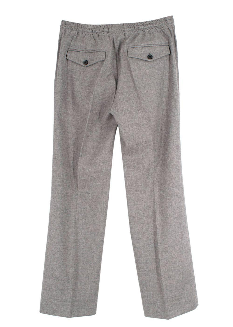 Joseph Grey Tailored Drawstring Waist Wool Trousers
