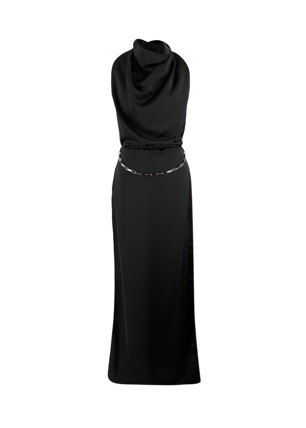 The Attico Black Chain Embellished Open-Back Satin Gown
