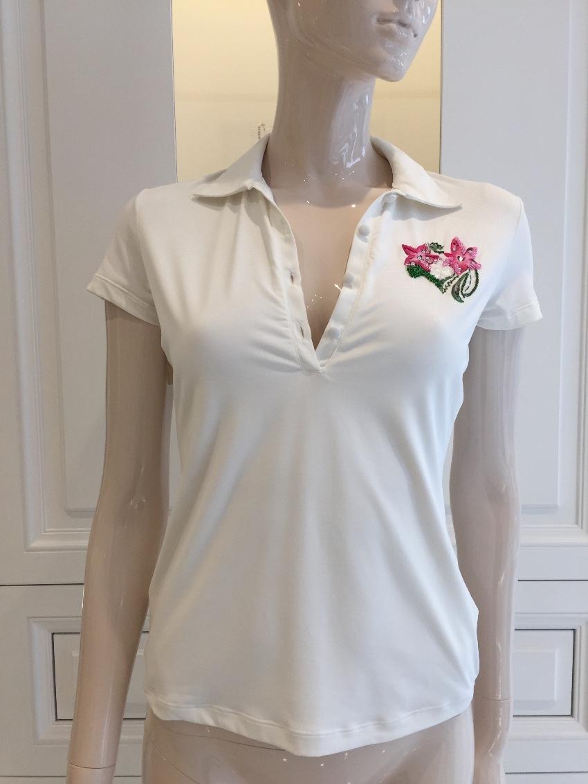 Blumarine Hand Painted & Embroidered Floral Top