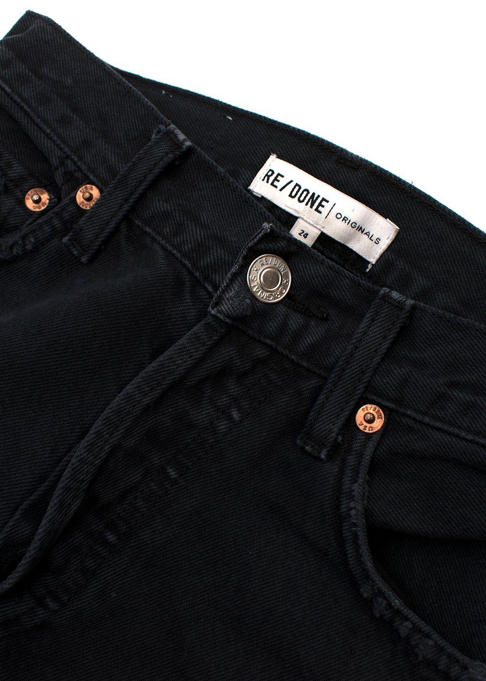 Black Distressed Straight Leg Jeans