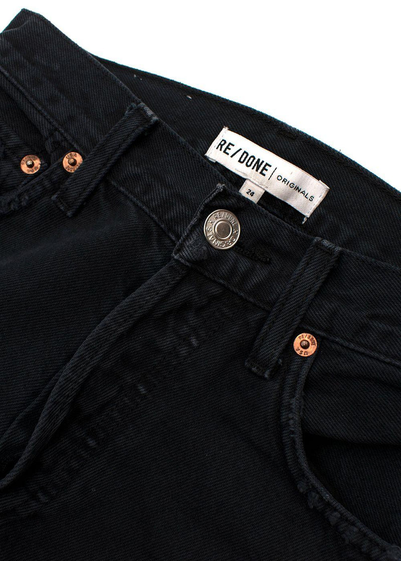 Black Distressed Straight Leg Jeans