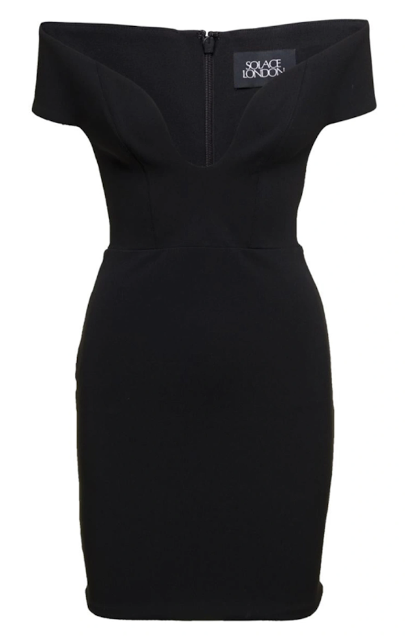 Black Off-The-Shoulder Stretch Mini Dress