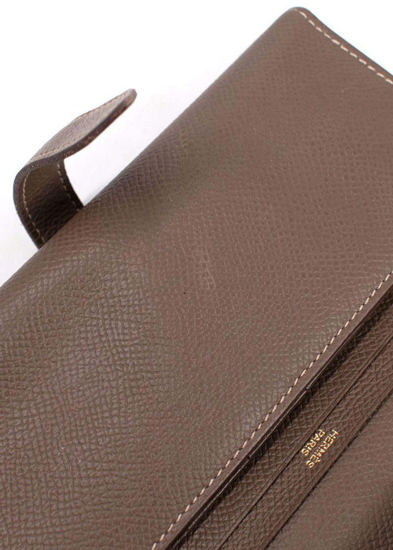 Hermes Etoupe Bearn Wallet With Gold Hardware
