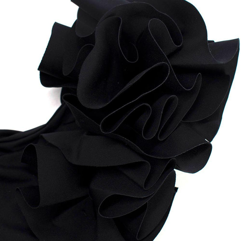 Maygel Coronel Black One-Shoulder Draped Mirmar Dress