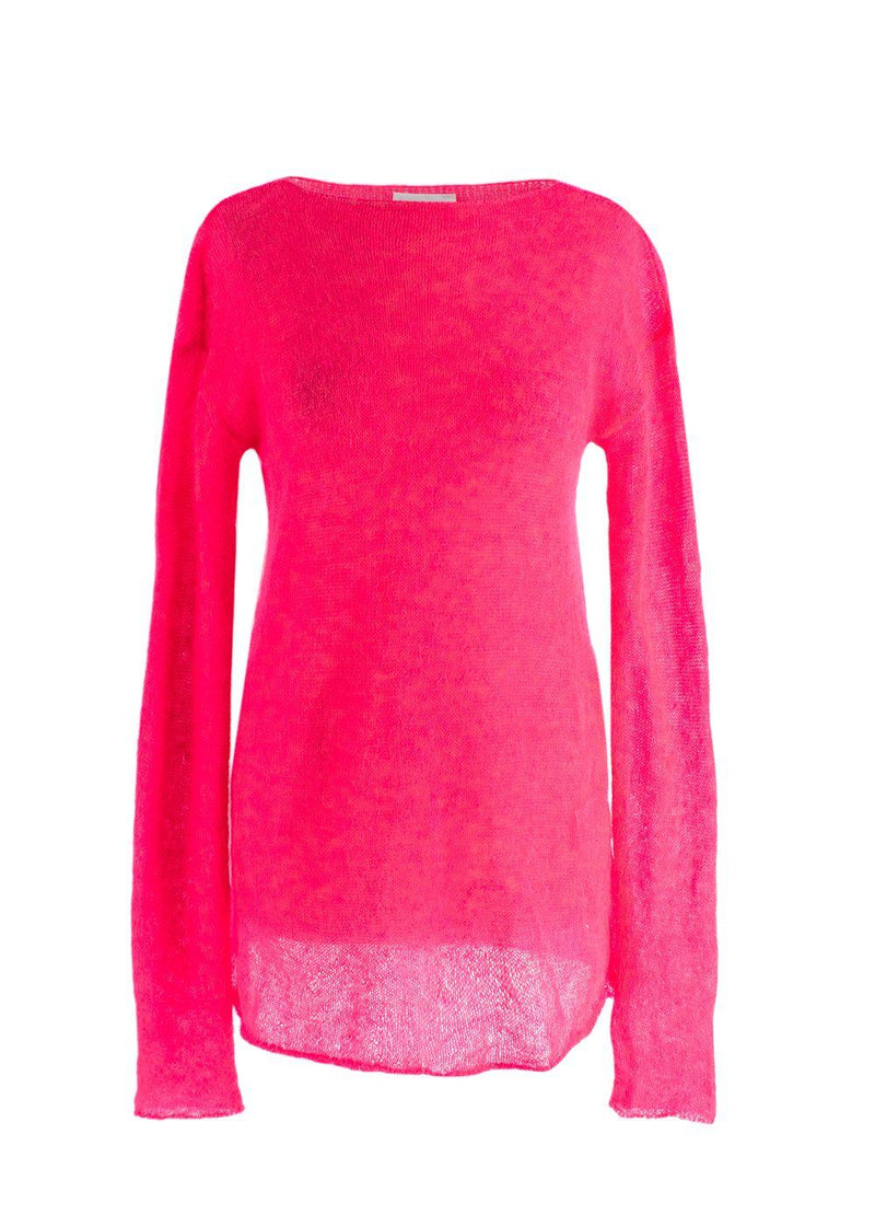 Raey Neon Pink Open Knit Mohair And Wool-Blend Jumper