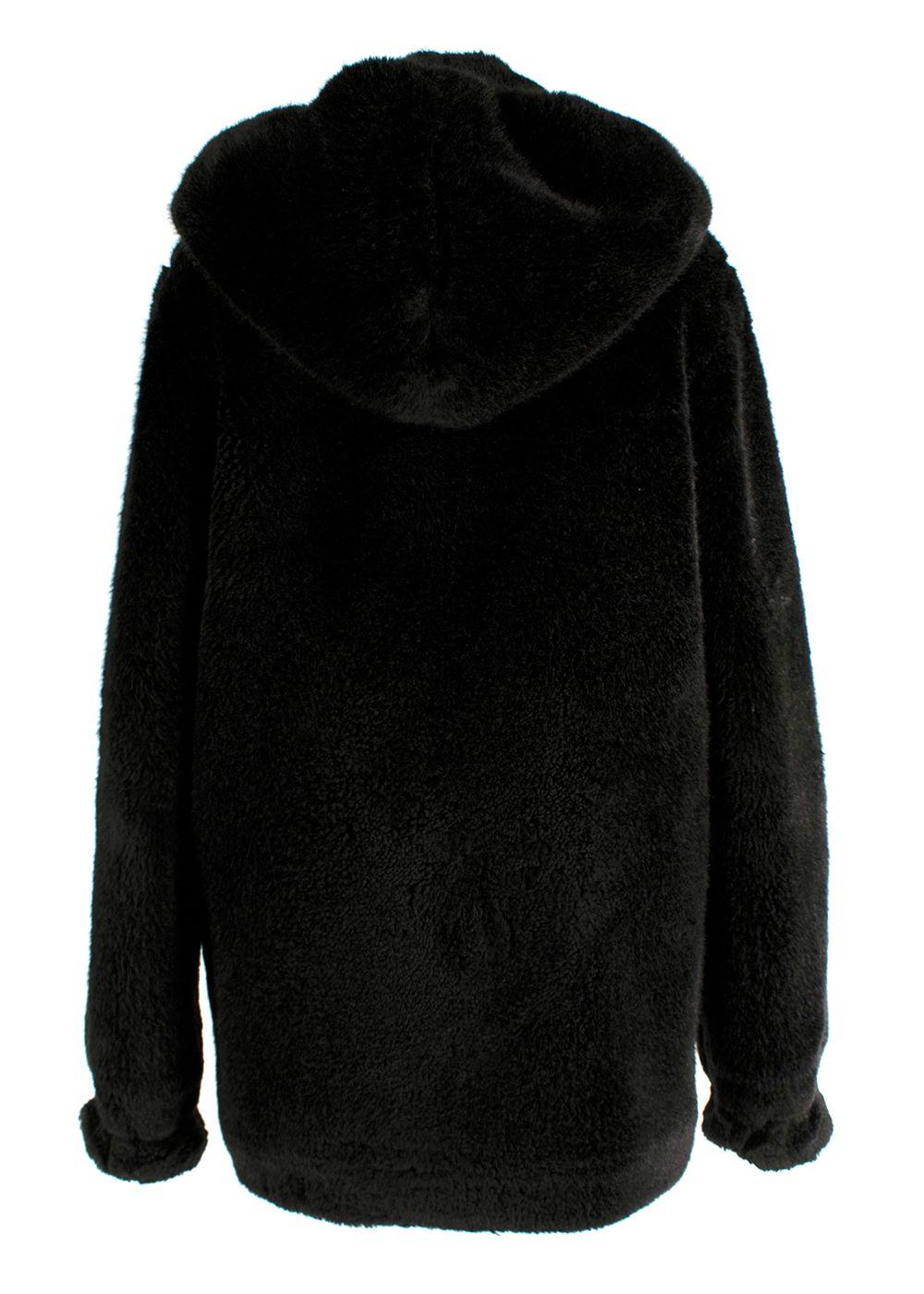 Helmut Lang Black Faux Fur Hooded Jacket