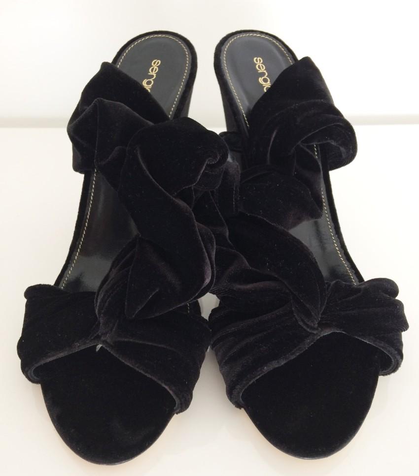 Sergio Rossi Black Velvet Knot Mules